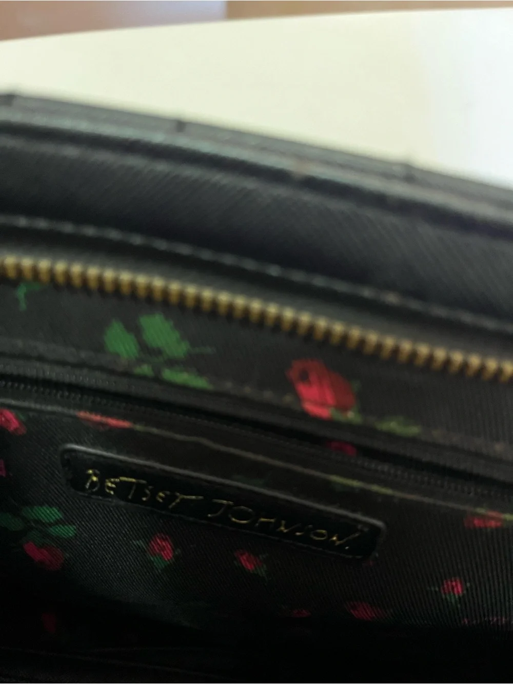 Betsey Johnson Black Quilted Heart Crossbody with Gold Heart Accent